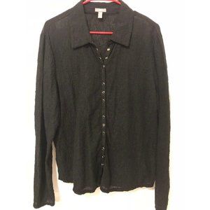 J Jill Long Sleeve Button Front Stretch Blouse